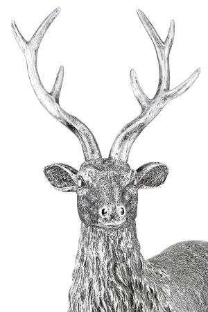 Figurina, Cerb, Rasina sintetica, culoare argintie, PU 6, L. 6 cm, L. 13 cm, H 21 cm [1]