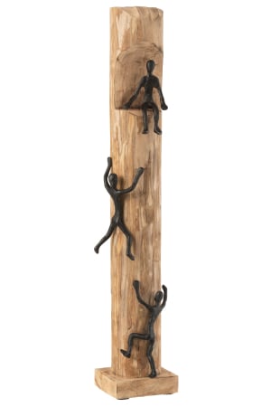 SALE % - Figurina Climbing Trunk, Lemn, Black, 75.5x14.5x13 cm