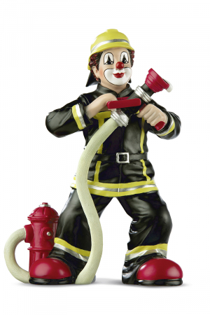 Figurina clovn pompier, rasina, multicolor, 11x15x7 cm [1]