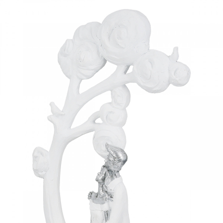 Figurină, Copac, pereche, Arborele iubirii, Polirășină, albă, PU 1, L. 10,5 cm, L. 20,5 cm, H. 39,5 cm [2]