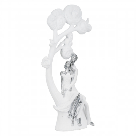 Modern - Figurină, Copac, pereche, Arborele iubirii, Polirășină, albă, PU 1, L. 10,5 cm, L. 20,5 cm, H. 39,5 cm