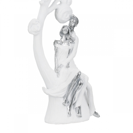 Figurină, Copac, pereche, Arborele iubirii, Polirășină, albă, PU 1, L. 10,5 cm, L. 20,5 cm, H. 39,5 cm [3]