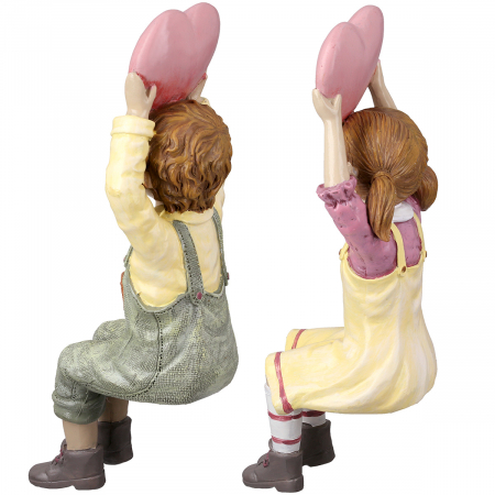 Figurină, Copil, motiv inimă, rășină sintetică, multicolor, PU 4, 2 asortate, L. 7 cm, l. 7 cm, H 23 cm [1]