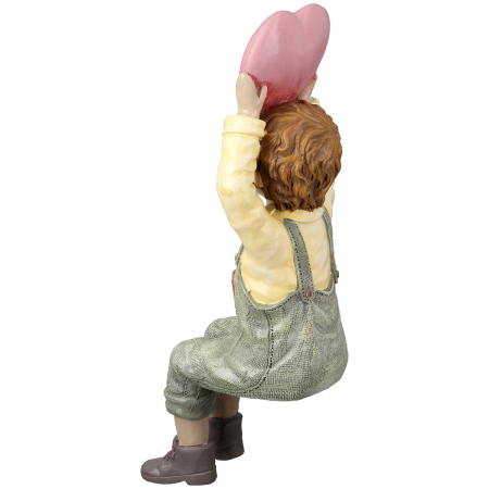 Figurină, Copil, motiv inimă, rășină sintetică, multicolor, PU 4, 2 asortate, L. 7 cm, l. 7 cm, H 23 cm [4]