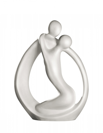 Dragobete - Figurina Couple Partner Circle, ceramica, crem, 25x8x34 cm