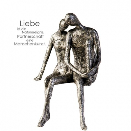 Dragobete - Figurina Couple, rasina, argintiu, 12x18x25 cm