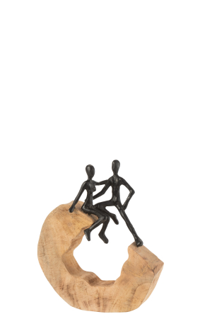 SALE % - Figurina Couple Sit, Lemn, Negru, 23x8x28 cm