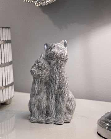 Figurina, Cuplu de pisici sclipitoare 13x10x21 cm [4]