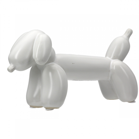 SALE % - Figurină, Dachshund, Dachshund balloon dog, Balon câine, Ceramica, alb, PU 2, L. 10 cm, L. 20,5 cm, H. 10 cm