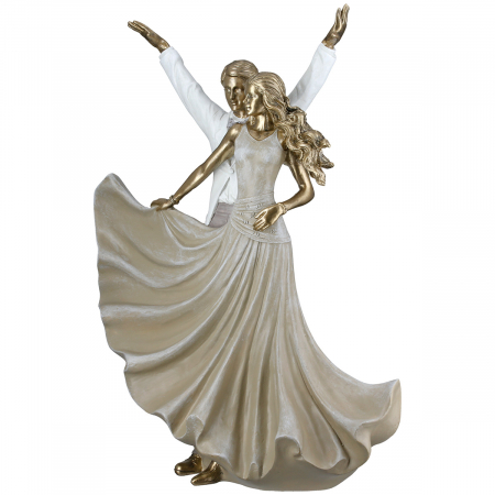 SALE % - Figurină, Dansatoare, Rășină sintetică, aurie, PU 1, L. 11 cm, L. 26 cm, H 34 cm