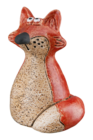 Figurina de gard, Cerb, "Tierwelt", Ceramica, maro, portocaliu, PU 6, Asortat de 3 ori, L. 12 cm, L. 12 cm, H 17 cm [2]