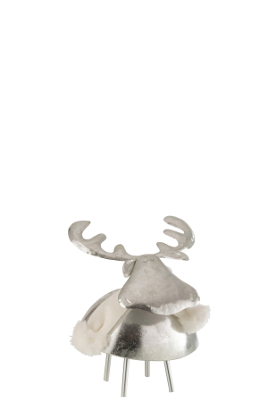 SALE % - Figurina Deer, Metal, Argintiu, 16.5x15x17.5 cm