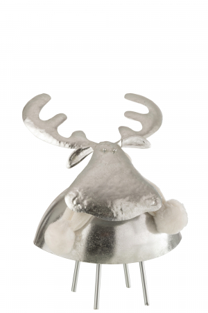 Decoratiuni - Figurina Deer, Metal, Argintiu, 24x24x24.5 cm
