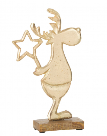 CADOURI - Figurina Deer Stars On Base, Aluminiu, Argintiu, 16.5x5x26 cm