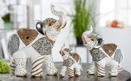 Oriental - Figurina elefant Morani, Rasina, Multicolor, 24x26x10 cm