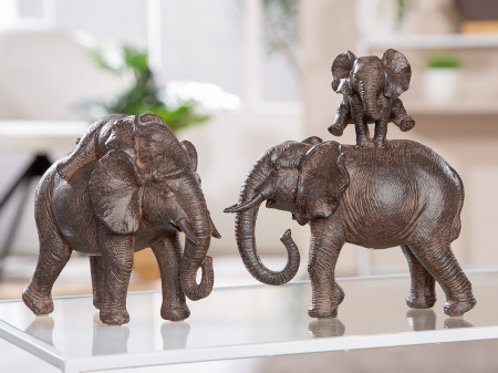 Figurină, Elefant, Tarangire, Polirășină, maro, PU 4, 2 buc. asortate, L. 9,5 cm, L. 17,5 cm, H. 19,5 cm [3]