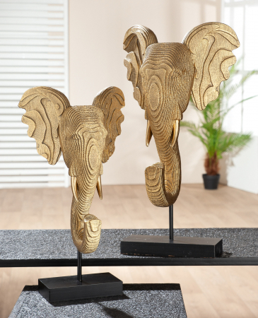 SALE % - Figurina Elephant, compozit, maro, 14x39x8 cm