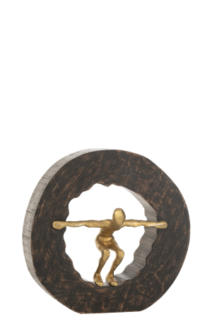 SALE % - Figurina Falling, Lemn, Negru, 27x12x27 cm