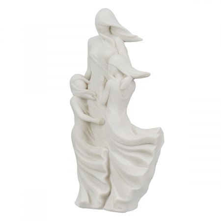 Figurină, Familie, Familie în vânt, Polirășină, albă, PU 2, L. 8,5 cm, L. 15 cm, H. 28,5 cm [1]