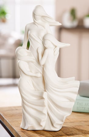 Figurină, Familie, Familie în vânt, Polirășină, albă, PU 2, L. 8,5 cm, L. 15 cm, H. 28,5 cm [3]