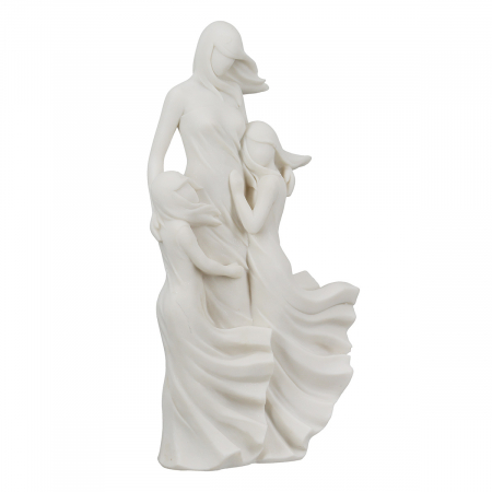 SALE % - Figurină, Familie, Familie în vânt, Polirășină, albă, PU 2, L. 8,5 cm, L. 15 cm, H. 28,5 cm