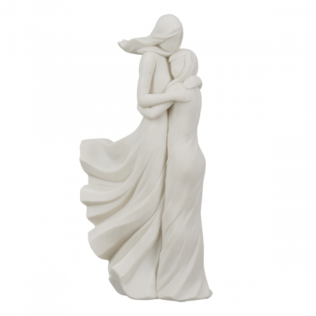 SALE % - Figurină, Familie, Mama și fiica în vânt, Polirășină, albă, PU 2, L. 8,5 cm, L. 13 cm, H. 27 cm