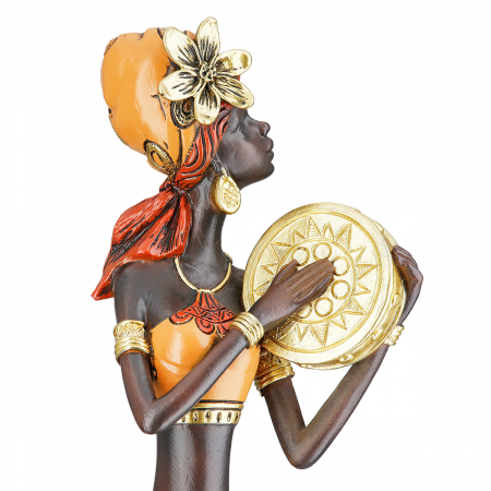 Figurină, Femeie, African Beat, Motiv muzician, Polirășină, maro, PU 2, L. 6,5 cm, L. 8 cm, H. 40 cm [2]