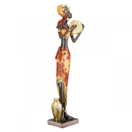 Figurină, Femeie, African Beat, Motiv muzician, Polirășină, maro, PU 2, L. 6,5 cm, L. 8 cm, H. 40 cm [1]