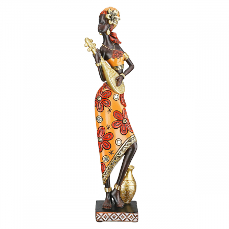 Figurină, Femeie,African Beat, Motiv Muzician, Polirășină, maro, PU 3, L. 6 cm, L. 6,5 cm, H. 32 cm [3]
