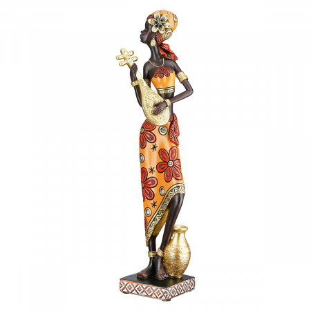 Figurină, Femeie,African Beat, Motiv Muzician, Polirășină, maro, PU 3, L. 6 cm, L. 6,5 cm, H. 32 cm [1]