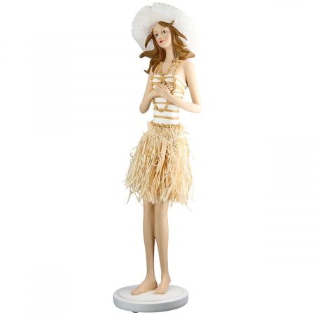 Mare si soare - Figurină, Femeie, cu dungi, Rășină sintetică, crem, alb, PU 1, L. 15 cm, L. 18 cm, H 59 cm
