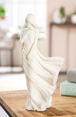 Figurină, Femeie, Fata în vânt, Polirășină, alb, PU 2, L. 115 cm, L. 26 cm, H. 7 cm [3]