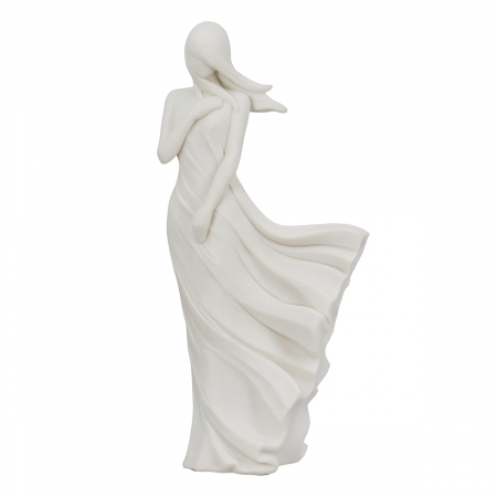 Figurină, Femeie, Fata în vânt, Polirășină, alb, PU 2, L. 115 cm, L. 26 cm, H. 7 cm [1]