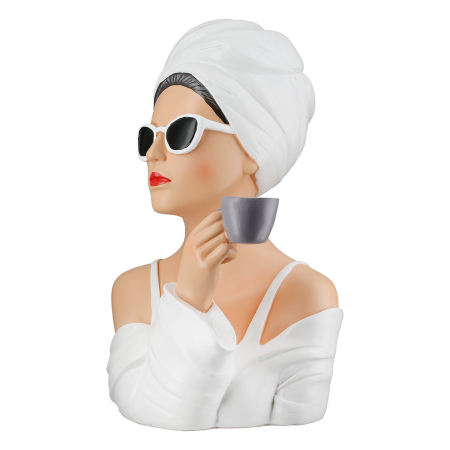 Modern - Figurină, Femeie, Lady Audrey, Polirășină, alb, PU 1, L. 16,5 cm, L. 19 cm, H. 28 cm