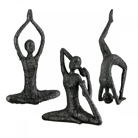 SALE % - Figurină, Femeie, Motiv yoga, Rășină sintetică, negru, PU 3, Asortat de 3 ori, L. 11 cm, L. 17 cm, H 39 cm