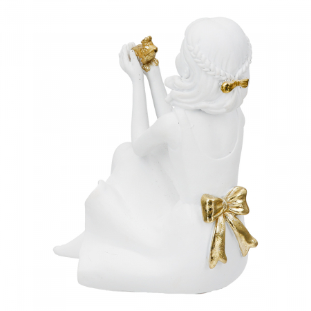 Figurină, Femeie, Regele broaștei, Poly, auriu, alb, PU 2, L. 10,5 cm, L. 11 cm, H. 24 cm [2]
