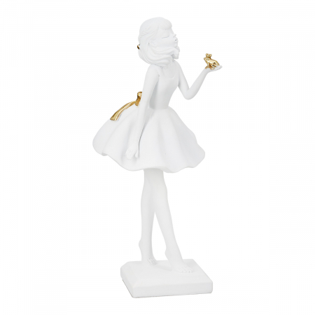 Figurină, Femeie, Regele broaștei, Poly, auriu, alb, PU 2, L. 10,5 cm, L. 11 cm, H. 24 cm [1]
