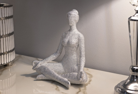 Figurina, Femeie yoga argintie 20,5x15,5x23 cm [5]
