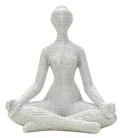 SALE % - Figurina, Femeie yoga argintie 20,5x15,5x23 cm