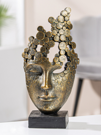 SALE % - Figurina Fermale Mask, compozit, auriu, 15x31.5x10 cm