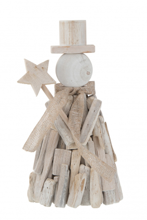 Decoratiuni - Figurina Figure+Star Winter, Lemn, Alb, 18x18x31 cm