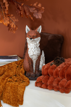 SALE % - Figurina, Fox, baza din polirasina, maro ruginiu/alb