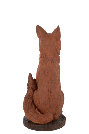 Figurina, Fox, baza din polirasina, maro ruginiu/alb [3]