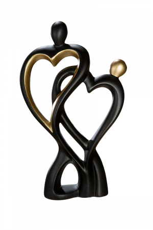 Accesorii - Figurina Francis Couple Heart, ceramica, negru/auriu, 18x9x28 cm