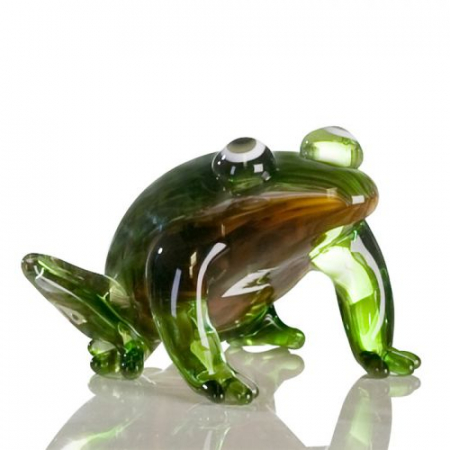 Arta sticlei - Figurina Frog, sticla, verde/maro, 13x12.5x10 cm
