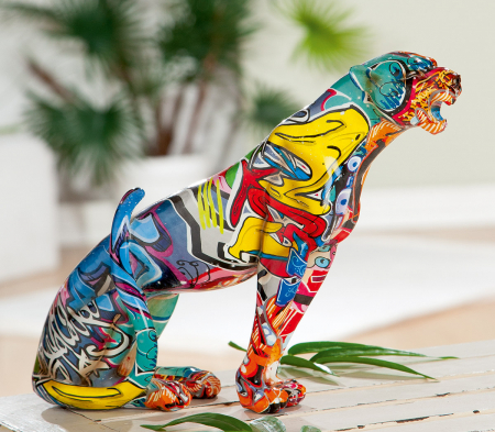 IN STOC - Figurina Gepard Pop Art, rasina, multicolor, 28.5x28.5x8 cm
