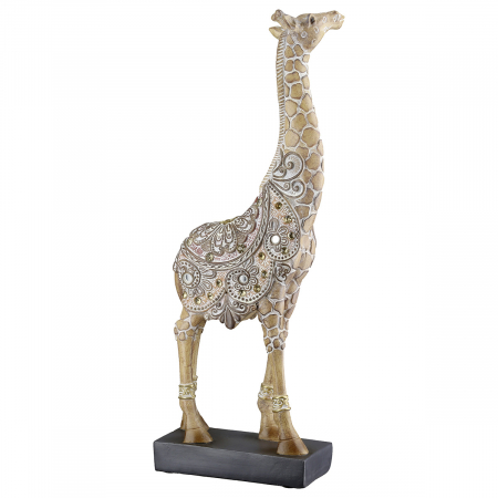Figurină, Girafă, Motiv oglindă, oriental, Rășină sintetică, maro, PU 2, L. 5 cm, L. 11 cm, H 31 cm [3]