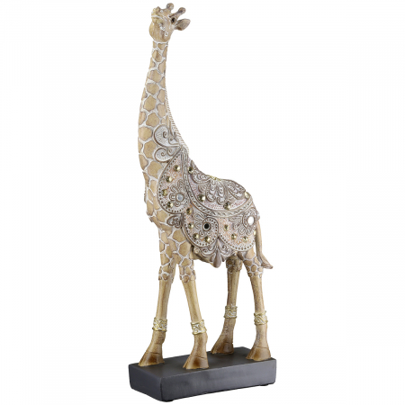 Figurină, Girafă, Motiv oglindă, oriental, Rășină sintetică, maro, PU 2, L. 5 cm, L. 11 cm, H 31 cm [2]