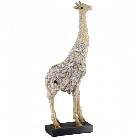 Figurină, Girafă, Motiv oglindă, oriental, Rășină sintetică, maro, PU 2, L. 6 cm, L. 13 cm, H 36 cm [1]