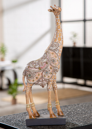 Figurină, Girafă, Motiv oglindă, oriental, Rășină sintetică, maro, PU 2, L. 6 cm, L. 13 cm, H 36 cm [4]